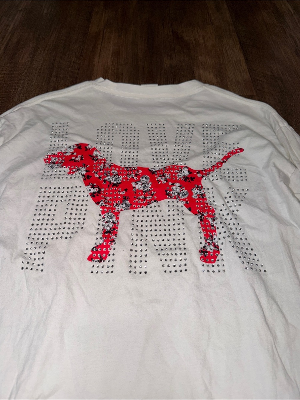 Victoria’s Secret Pink dog bling rhinestone long sleeve shirt size M
